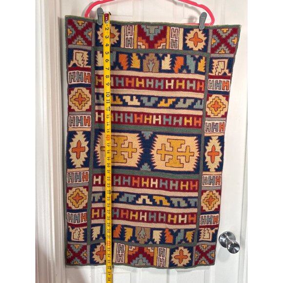 Handwoven Rug Vibrant Southwestern Geometric Pattern 22" x 36" - Picture 4 of 8